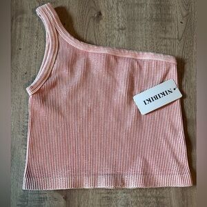 Nikibiki One-Shoulder Ribbed Seamless Crop Top Vintage Peach OS